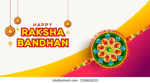 Illustration Of Raksha Bandhan Greeting Card Design.