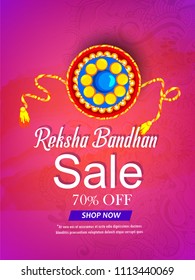 illustration of Raksha Bandhan, Indian festival of brother and sister bonding celebration,  Sale and banner with Decorative Rakhi 