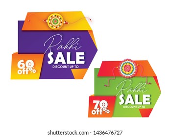 illustration of Raksha Bandhan,  Rakhi, sale offer tag, Indian brother and sister festival