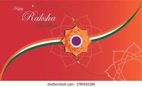 illustration of Rakshabandhan festival wish  with Indian Flag and Ahoka Chakra in the center.  