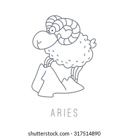 Illustration of the ram (Aries). Part of the set with horoscope zodiac signs. This illustration can be used as a greeting card, poster or print.