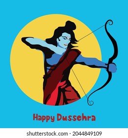 illustration of ram ji with beautiful background for Happy Dussehra festival of India