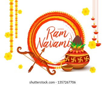 Illustration Of Ram Navami Background.