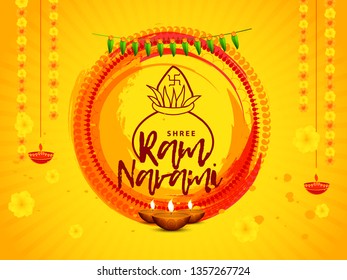 Illustration Of Ram Navami Background.