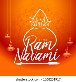 Illustration Of Ram Navami Background.