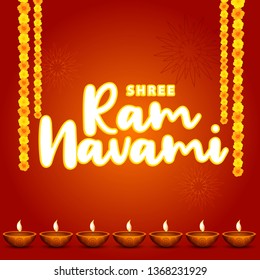 Illustration Of Ram Navami Background.