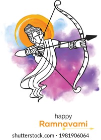 illustration of Ram Navami (Birthday of Lord Rama) with bow arrow greeting card