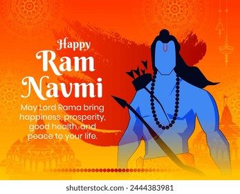 Illustration of Ram Navami with bow arrow greeting card for Hindu spring festival Navratri