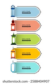 illustration of ramadan badge with different lantern design