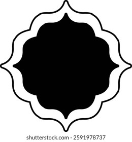 Illustration of Ramadan Frame with Black and White Color Design. Vector Silhouette.