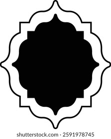 Illustration of Ramadan Frame with Black and White Color Design. Vector Silhouette.
