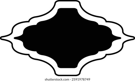 Illustration of Ramadan Frame with Black and White Color Design. Vector Silhouette.