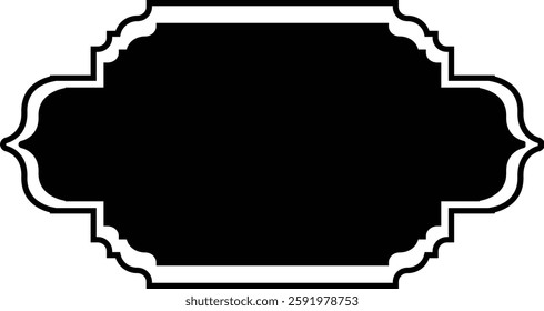 Illustration of Ramadan Frame with Black and White Color Design. Vector Silhouette.