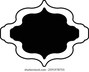 Illustration of Ramadan Frame with Black and White Color Design. Vector Silhouette.