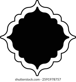 Illustration of Ramadan Frame with Black and White Color Design. Vector Silhouette.