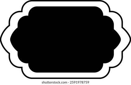 Illustration of Ramadan Frame with Black and White Color Design. Vector Silhouette.
