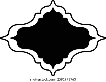 Illustration of Ramadan Frame with Black and White Color Design. Vector Silhouette.