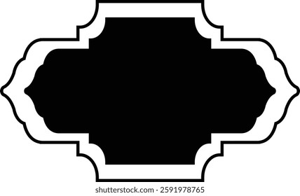 Illustration of Ramadan Frame with Black and White Color Design. Vector Silhouette.