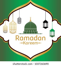 illustration ramadan with green gold color, you can use for background, greeting card and other requirement