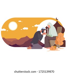 Illustration ramadan happy eid mubarak concept. eps