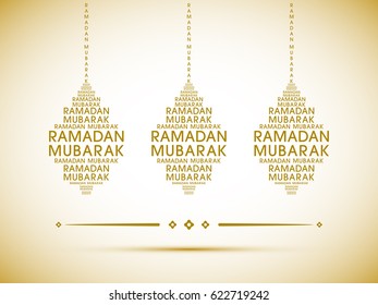 Illustration of Ramadan Kareem with Arabic lamps for the celebration of Muslim community festival.