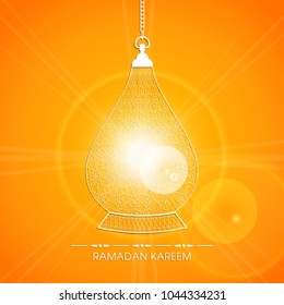 Illustration of Ramadan Kareem with Arabic lantern and calligraphy for the celebration of Muslim community festival.