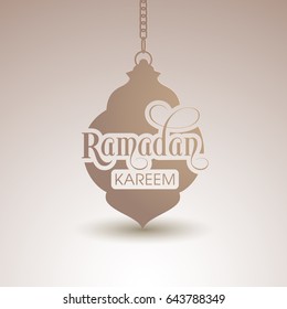 Illustration of Ramadan Kareem with Arabic lantern and calligraphy for the celebration of Muslim community festival.