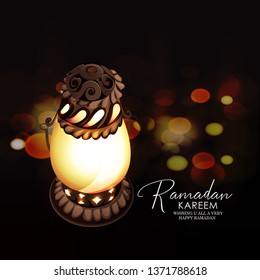  illustration of Ramadan kareem background, lanterns and golden