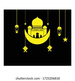 Illustration of Ramadan kareem. beautiful islamic and arabic background of mosque and calligraphy Muslim Community festiva