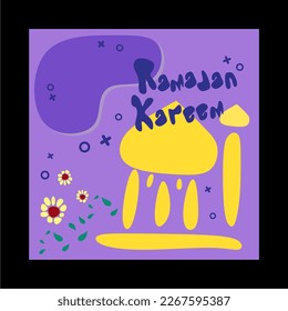 Illustration of Ramadan Kareem With Cartoon Abstract Style. Suitable for digital and printing purposes.