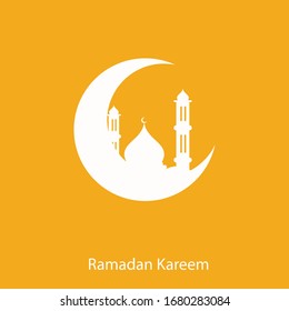 Illustration of Ramadan Kareem with  Crescent moon for the celebration of Muslim community festival.