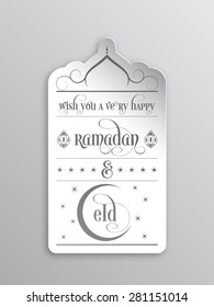 Illustration of Ramadan Kareem and Eid with intricate calligraphy for the celebration of Muslim community festival.