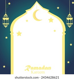 Illustration of Ramadan Kareem Eid Mubarak for template background copy space