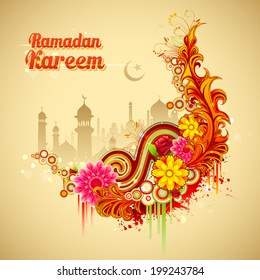 illustration of Ramadan Kareem (Generous Ramadan) background with mosque