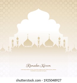 Illustration of Ramadan Kareem greeting card with Silhouette Mosque.