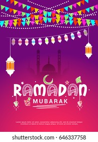 Illustration Of Ramadan Kareem Greeting Card Background.