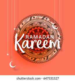 Illustration Of Ramadan Kareem Greeting Card Background.