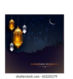 Illustration Of Ramadan Kareem Greeting Card Background.