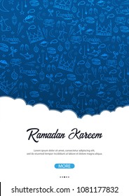 Illustration of Ramadan Kareem with hand draw doodle background for the celebration of Muslim community festival