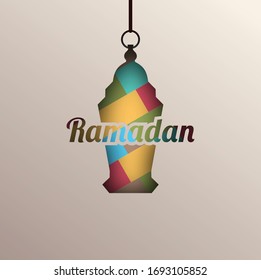 Illustration of Ramadan Kareem with intricate Arabic lamp for the celebration of Muslim community festival.