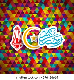 Illustration of Ramadan Kareem with intricate Arabic calligraphy for the celebration of Muslim community festival.
