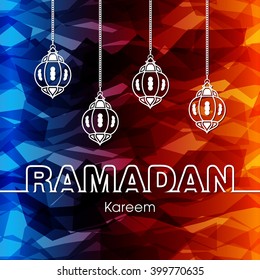 Illustration of Ramadan Kareem with intricate Arabic calligraphy for the celebration of Muslim community festival.