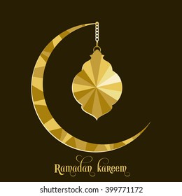 Illustration of Ramadan Kareem with intricate Arabic lamp for the celebration of Muslim community festival.