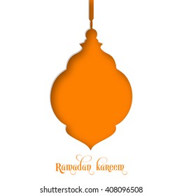 Illustration of Ramadan Kareem with intricate Arabic lamp for the celebration of Muslim community festival.