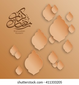 Illustration of Ramadan Kareem with intricate Arabic calligraphy for the celebration of Muslim community festival.