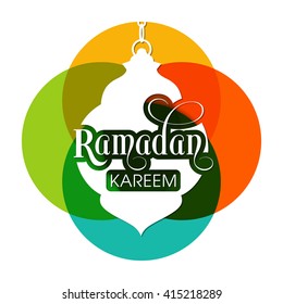 Illustration of Ramadan Kareem with intricate Arabic lamp for the celebration of Muslim community festival.