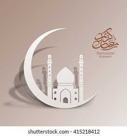Illustration of Ramadan Kareem with intricate Arabic calligraphy for the celebration of Muslim community festival.