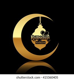 Illustration of Ramadan Kareem with intricate Arabic lamp for the celebration of Muslim community festival.