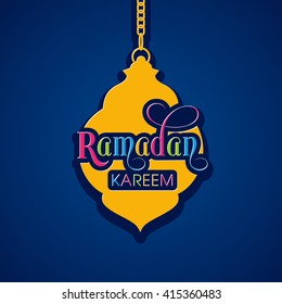 Illustration of Ramadan Kareem with intricate Arabic lamp for the celebration of Muslim community festival.