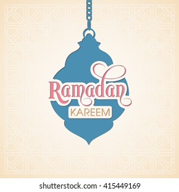Illustration of Ramadan Kareem with intricate Arabic lamp for the celebration of Muslim community festival.